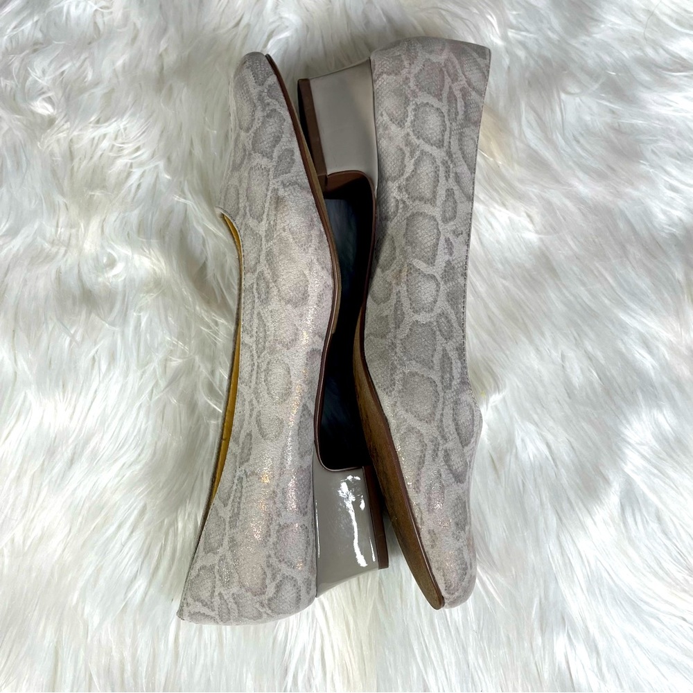 Trotters Doris Leather Pumps Grey Snake Print Sz. 10.5